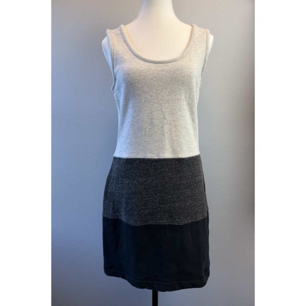 Kate Spade NY Sz Med Color Block Sleeveless Sheath Dress Sweater Knit Grey Black